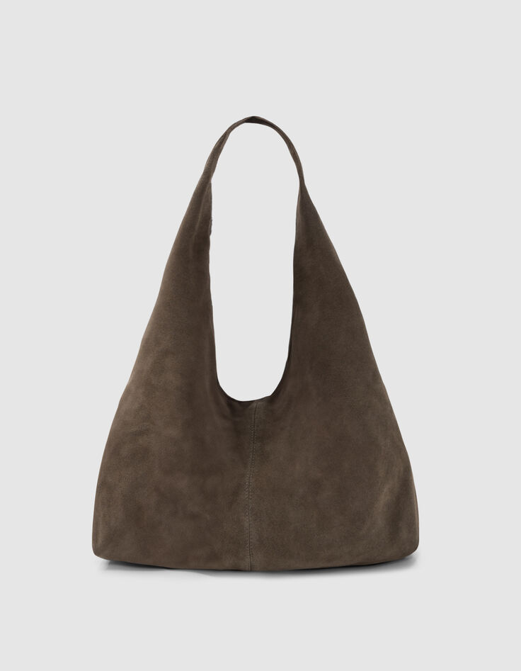 Sac Hobo kaki cuir velours-2