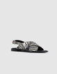 Flache Sandalen aus Segeltuch mit Zebramuster für Damen-2