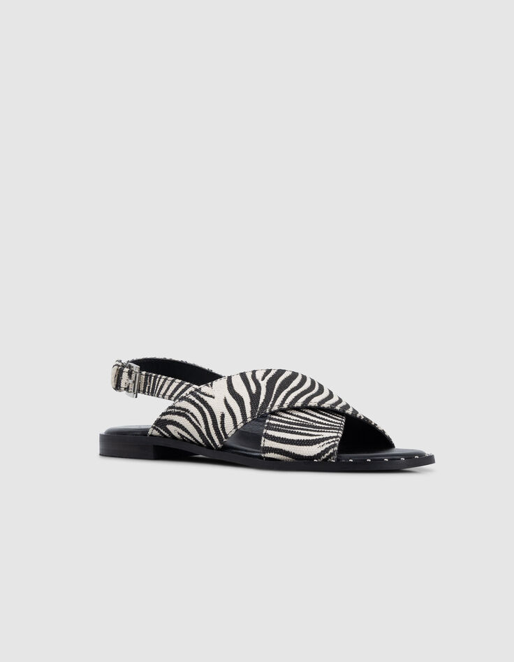 Flache Sandalen aus Segeltuch mit Zebramuster für Damen-2