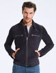 Man’s navy suede jacket with zipped pockets-3