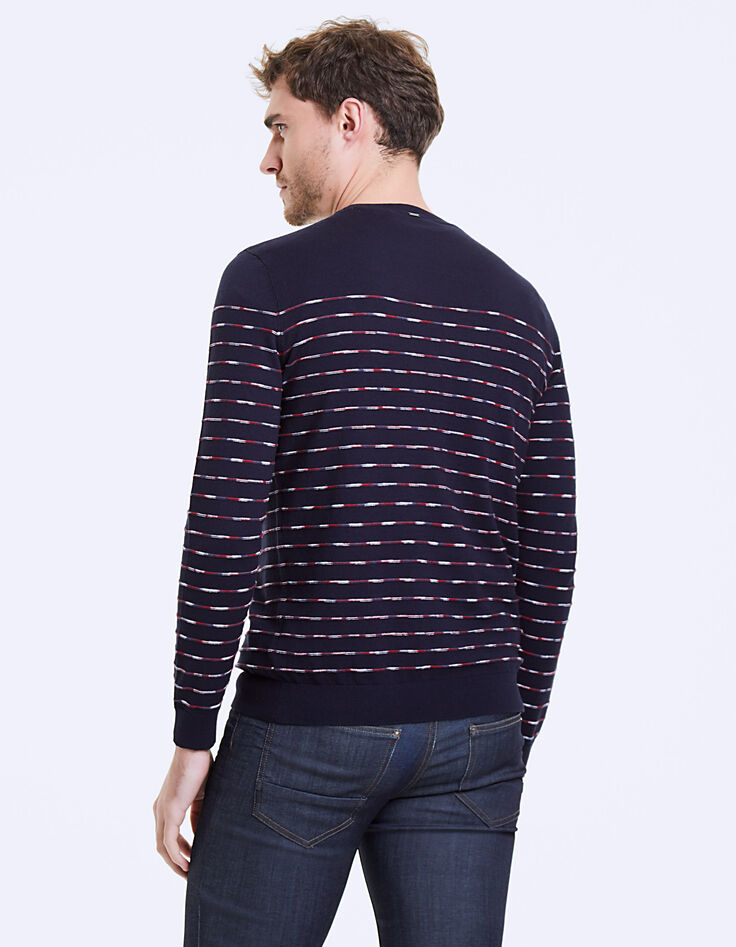 Men's dark blue striped sailor sweater-4