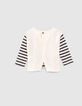 Camiseta marinera crudo bimaterial bordado bebé niña-4