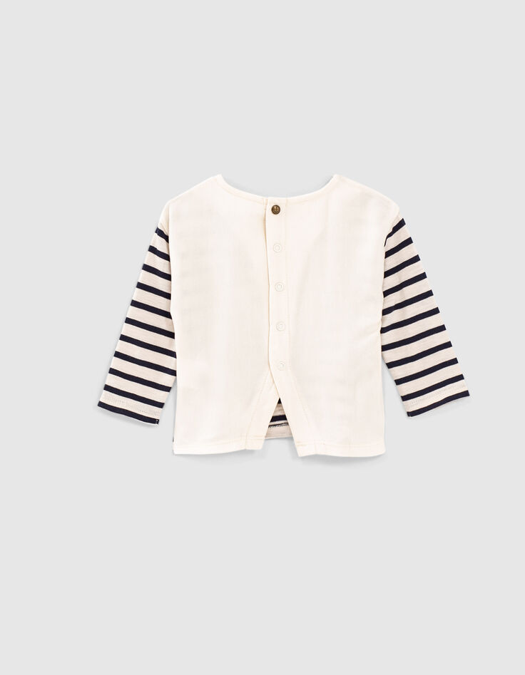 Camiseta marinera crudo bimaterial bordado bebé niña-4