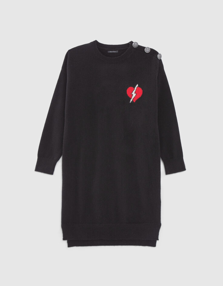 Women’s black lightning heart visual knit sweater dress-6 Women’s black lightning heart visual knit sweater dress-6