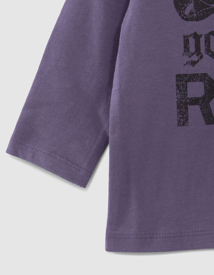 Violettes Babyjungen-T-Shirt, Biobaumwolle, rockiger Print-4