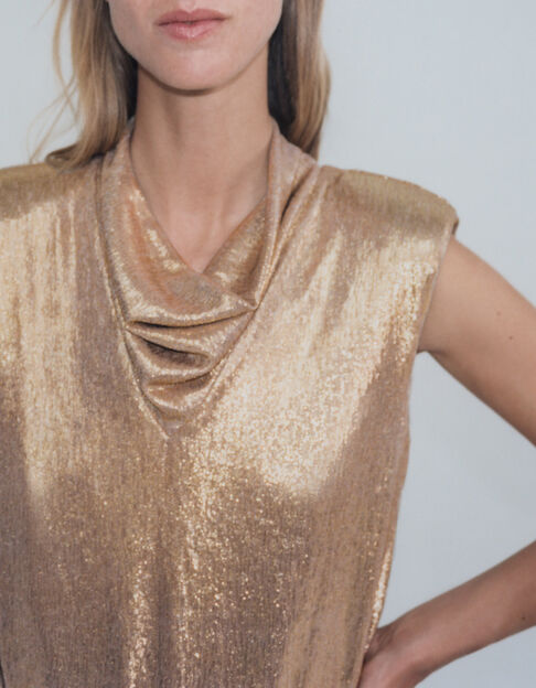 Pure Edition-Women’s gold draped-neck top