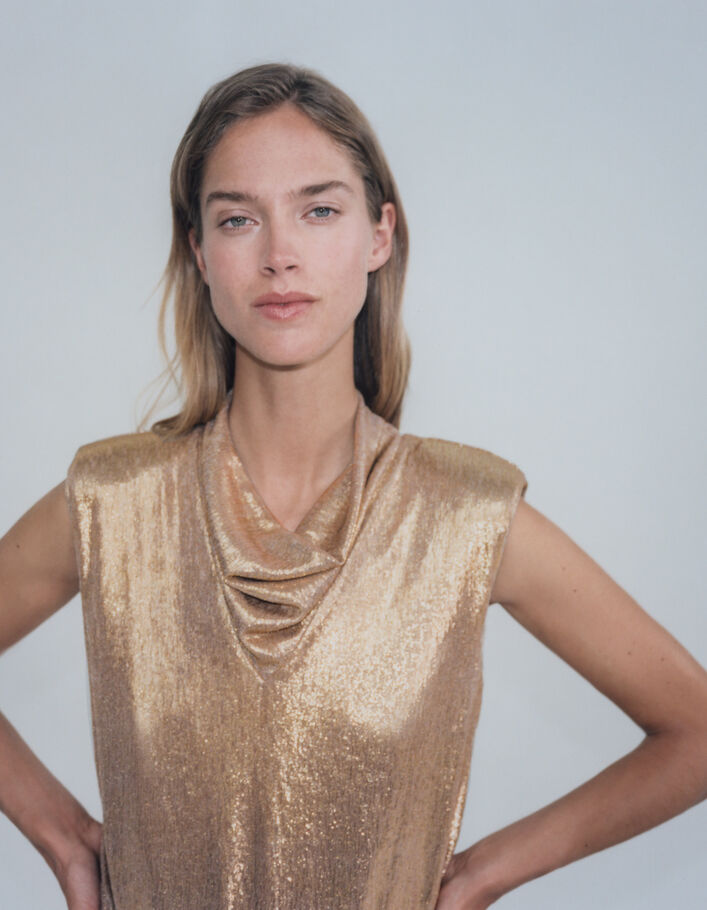Pure Edition-Women's gold draped-neck top