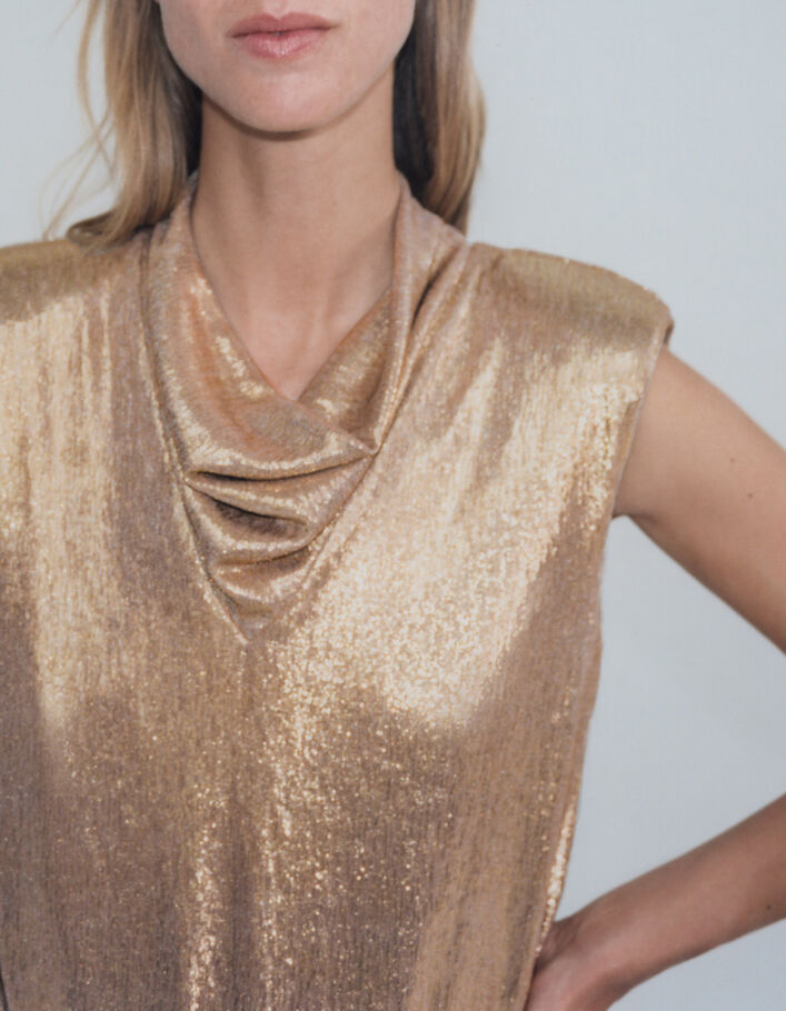 Pure Edition-Women's gold draped-neck top