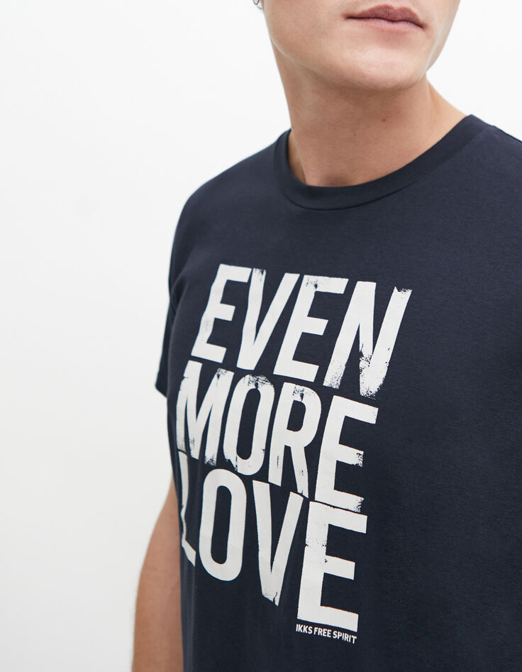 Tee-shirt marine &agrave; message Homme-4