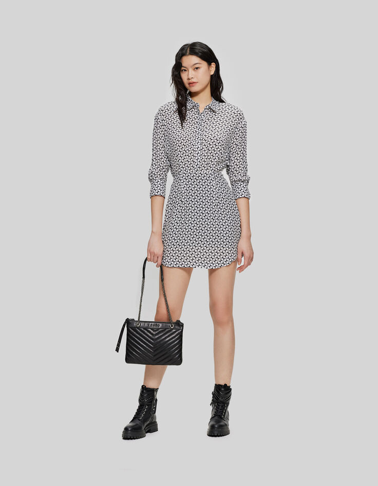 Pco Rbnne - Robe dos nu vintge en line noire vec col métllique Pco Rbnne - Robe dos nu vintge en line noire vec col métllique