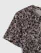 Graues T-Shirt aus Leinen und Viskose mit Druck Frau-3