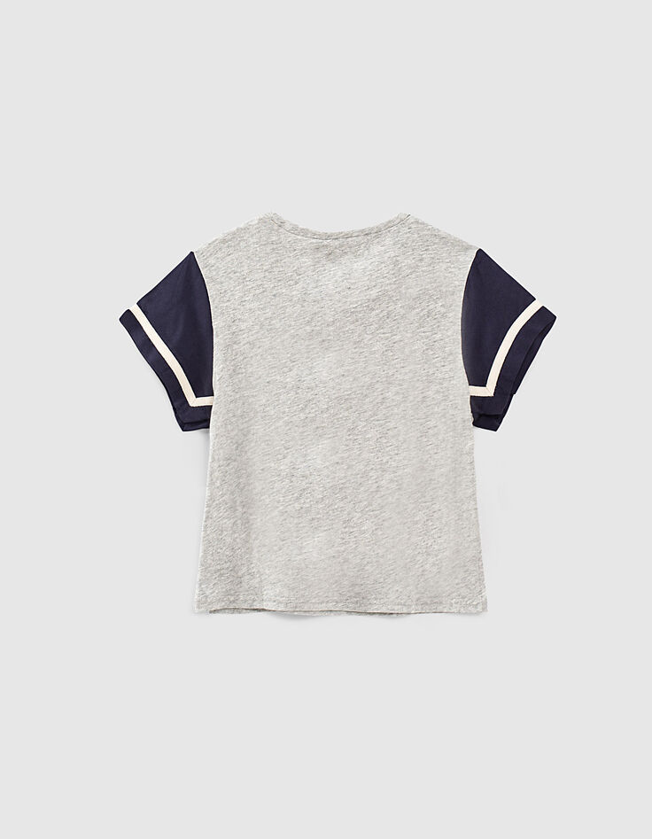 Graues und blaues Mädchen-T-Shirt aus Mischgewebe-4