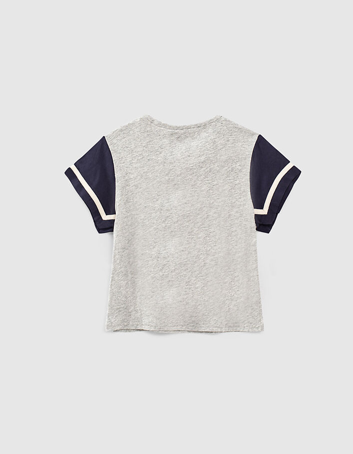Camiseta gris y marino 2 tejidos bio niña - IKKS