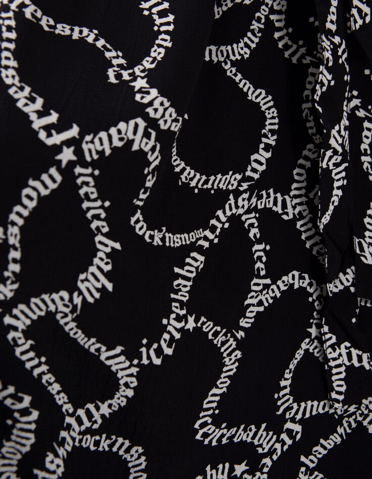 Women’s black dress with ecru lettering print-7