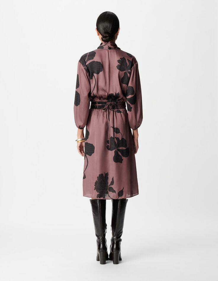 Mujer maxi vestido midi floral burdeos-4