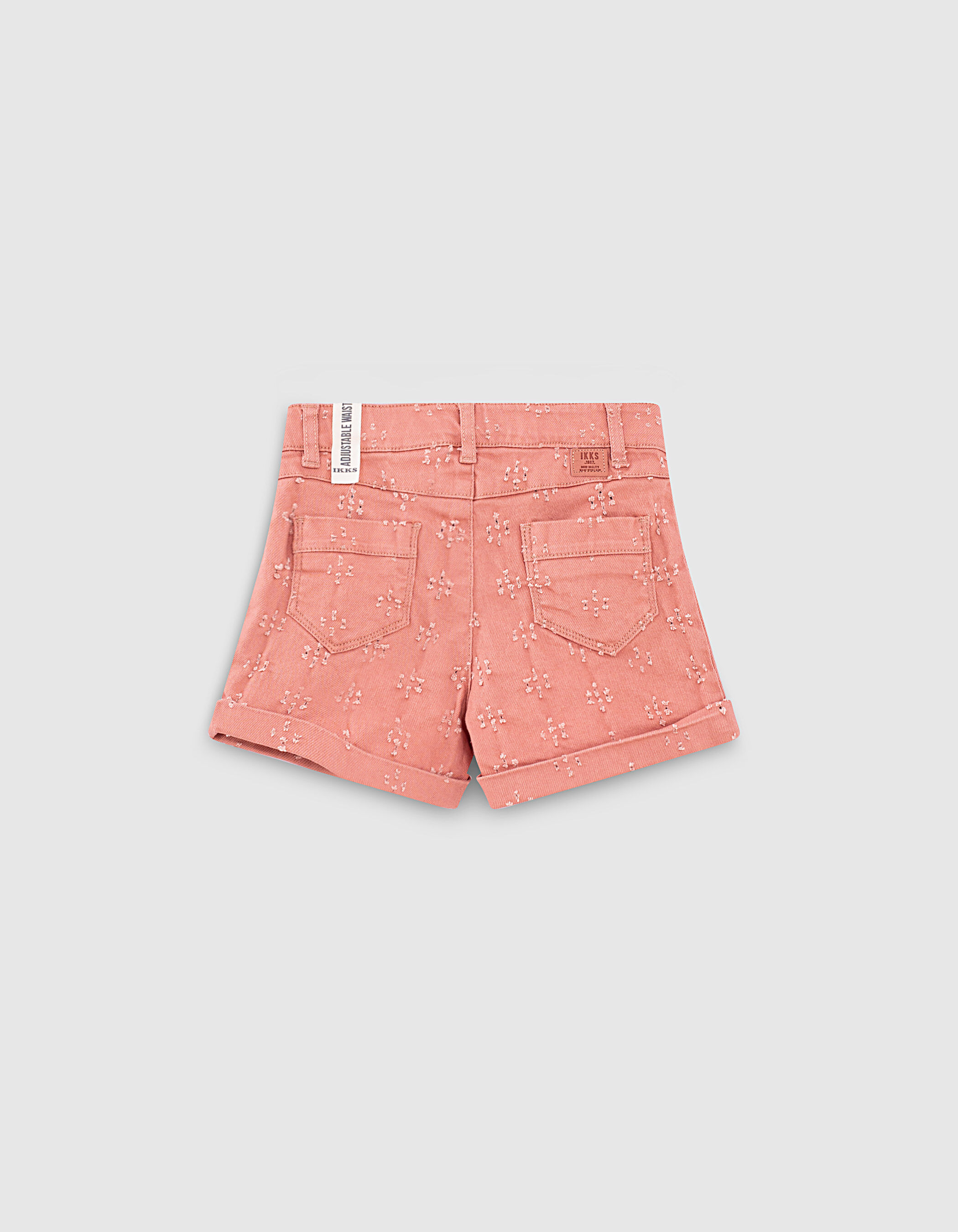 Short en jean dusty rose usures placees fille IKKS