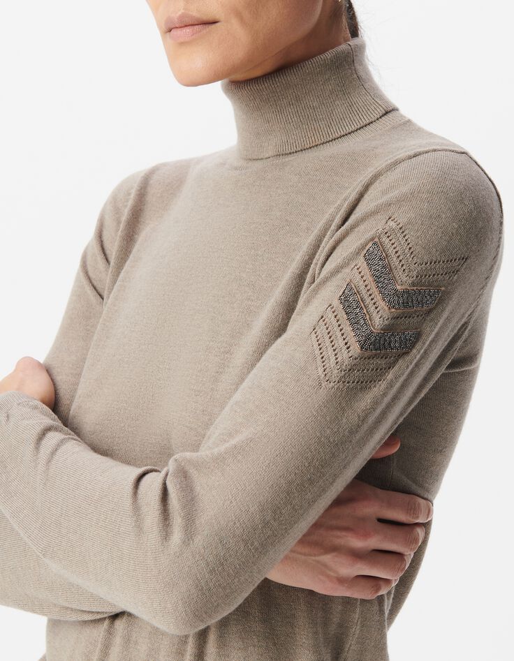 Sesamstrick-Pullover mit Fischgr&auml;tenmuster f&uuml;r Damen-4
