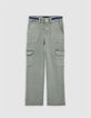 Mädchen-BATTLE-Jeans mit besticktem Zierband in Khaki-1