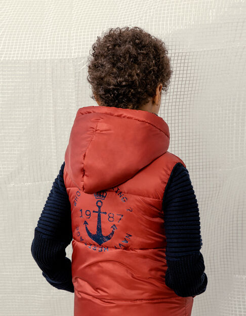 Boys’ navy and red reversible sleeveless padded jacket