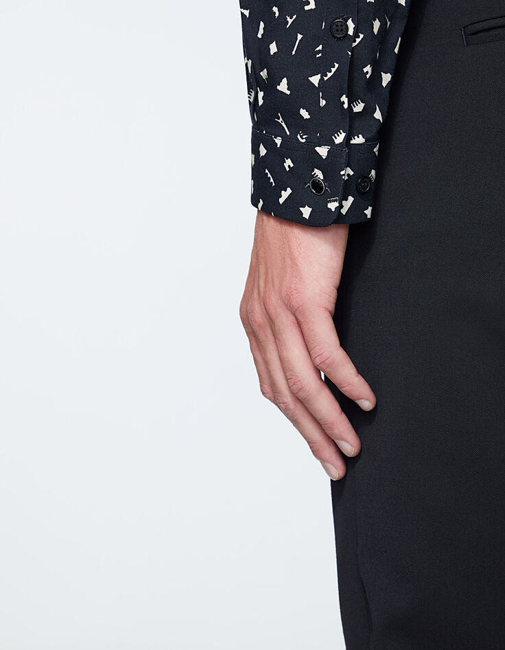 Schwarzes SLIM-Herrenhemd mit Paris-Motiven-6