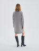 Robe grise tricot boutons gravés sur l'épaule Femme-3
