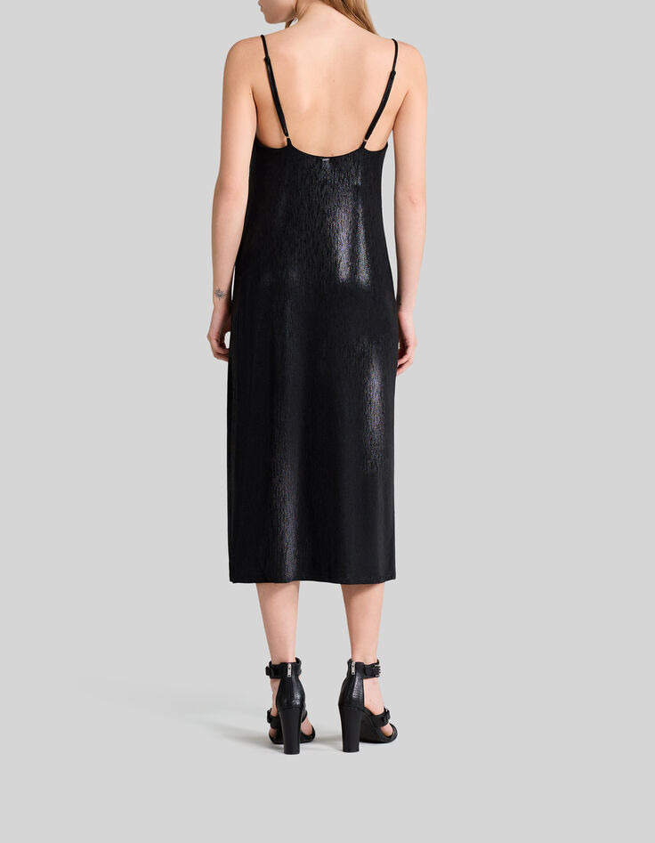 Women’s black lamé strappy midi dress-3