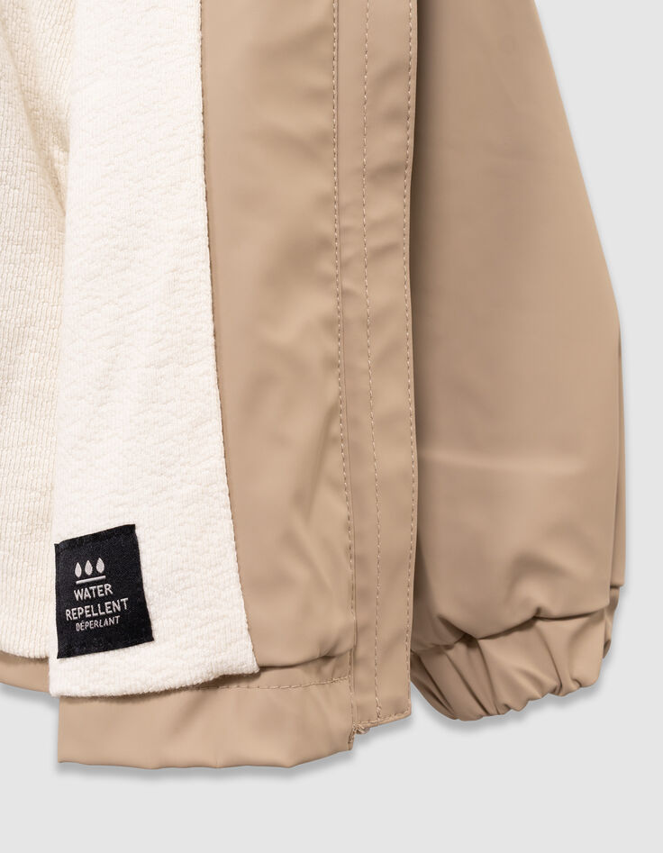 Beige parka met kap binnenkant ecru meisjes-6 Beige parka met kap binnenkant ecru meisjes-6