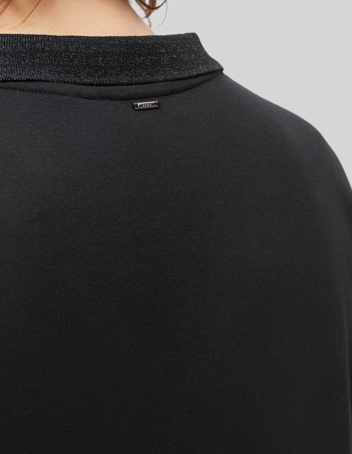 Pure Edition – schwarzes Herrenpoloshirt mit Lurexstreifen - IKKS
