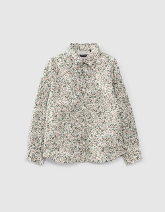 Boys' aqua flower print shirt