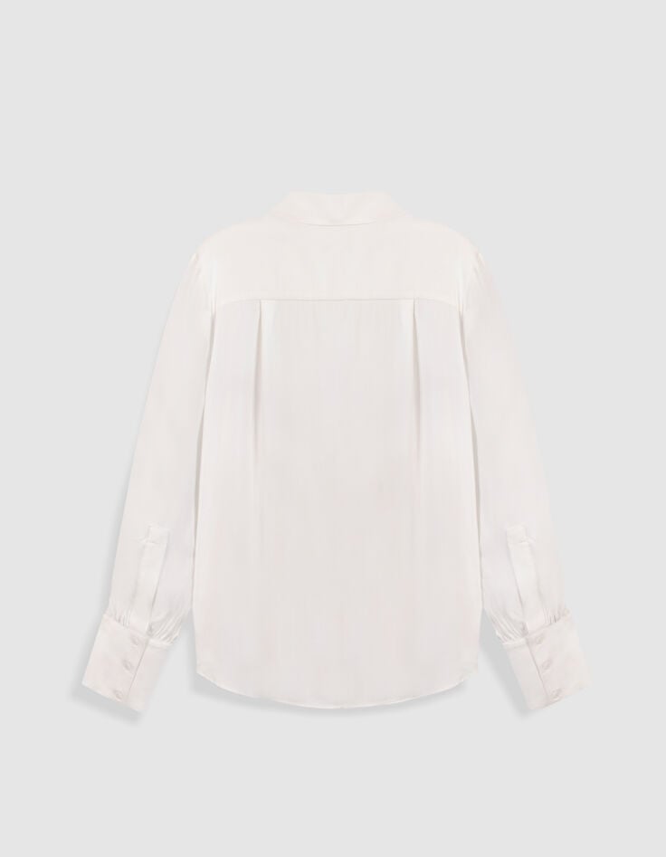 Blouse fluide blanche col chemise Femme-7