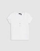 T-shirt blanc maille nid d'abeille fille-4