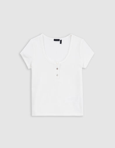 Wei&szlig;es M&auml;dchen-T-Shirt mit Wabenmuster - IKKS