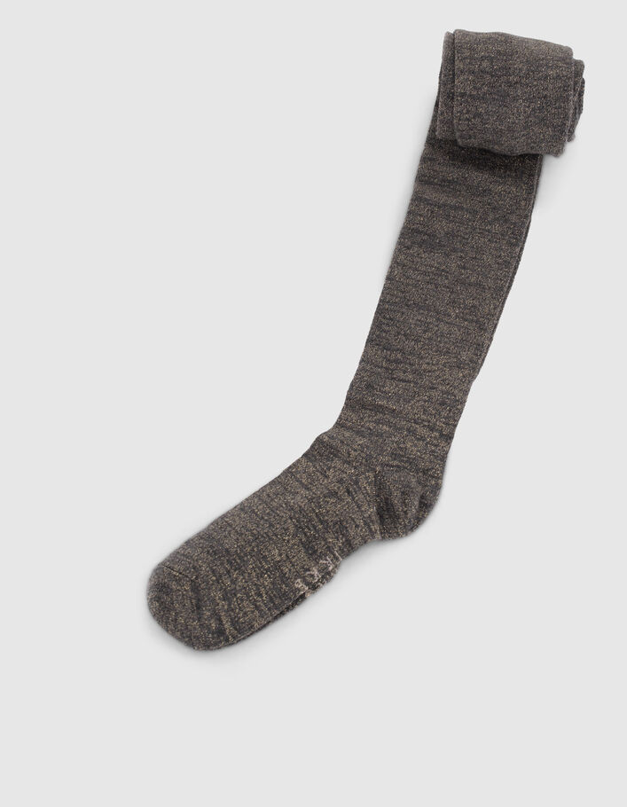 Girls’ grey marl lurex knit tights - IKKS