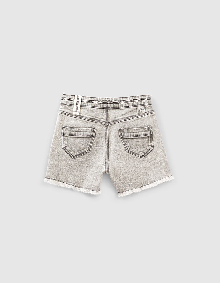Short en jean light grey bio à ganse tressée fille-3