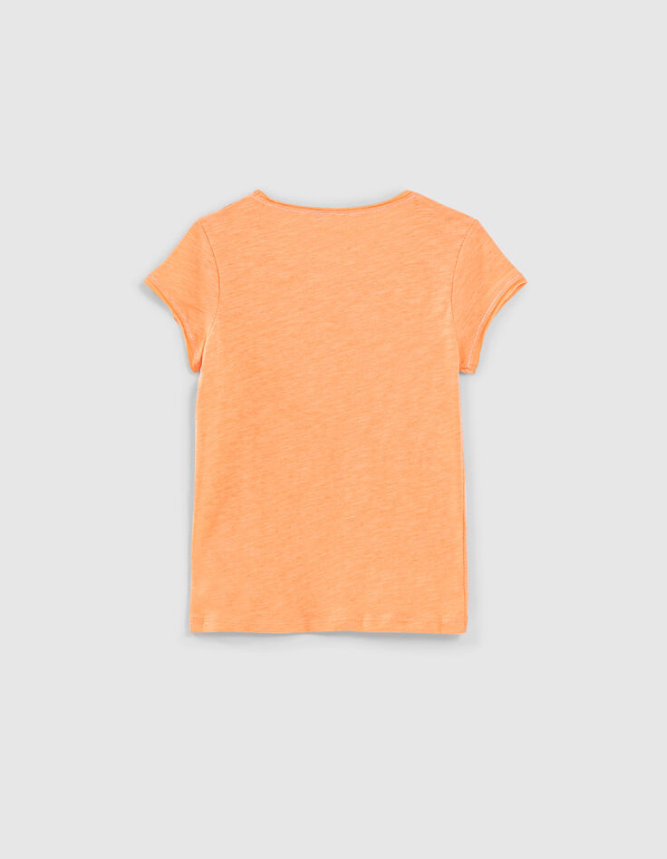 T-shirt abricot Essentiel brodé en coton bio fille-3 T-shirt abricot Essentiel brodé en coton bio fille-3