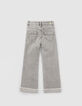 Jean WIDE LEG gris &agrave; revers fixes frang&eacute;s fille-2
