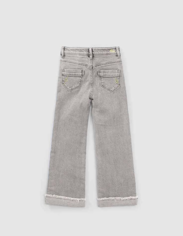 Jean WIDE LEG gris &agrave; revers fixes frang&eacute;s fille-2