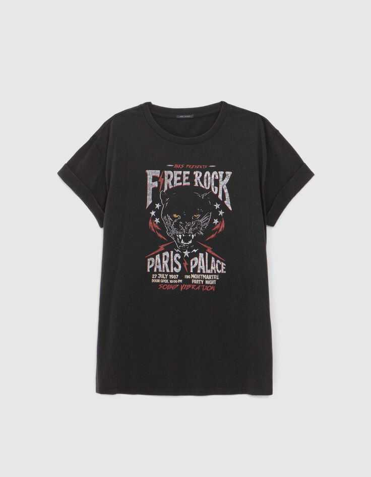 Camiseta negra oversize visual panther de mujer-5