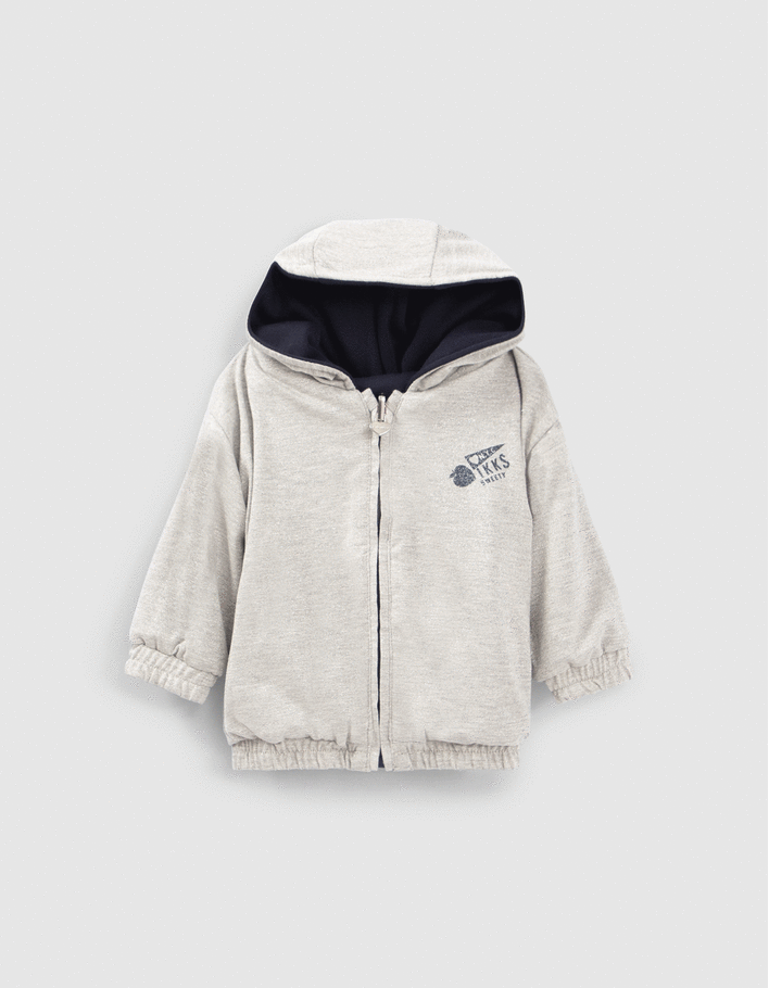 Baby girls’ grey lurex/navy cardigan
