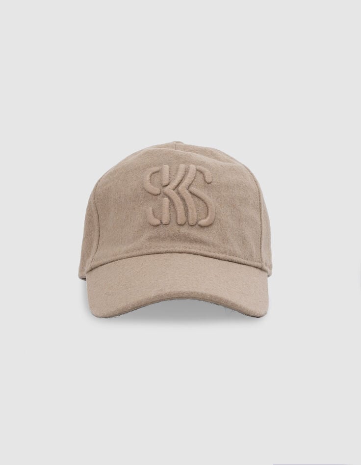 Beige pet met geborduurd monogram, meisje-2