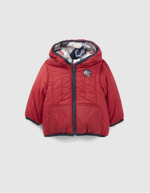 Baby boys’ grey print/red reversible padded jacket