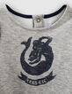 Sweat gris chiné moyen à visuel sirène bébé fille -5