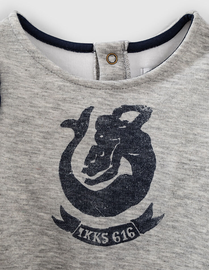 Sweat gris chiné moyen à visuel sirène bébé fille -5 Sweat gris chiné moyen à visuel sirène bébé fille -5