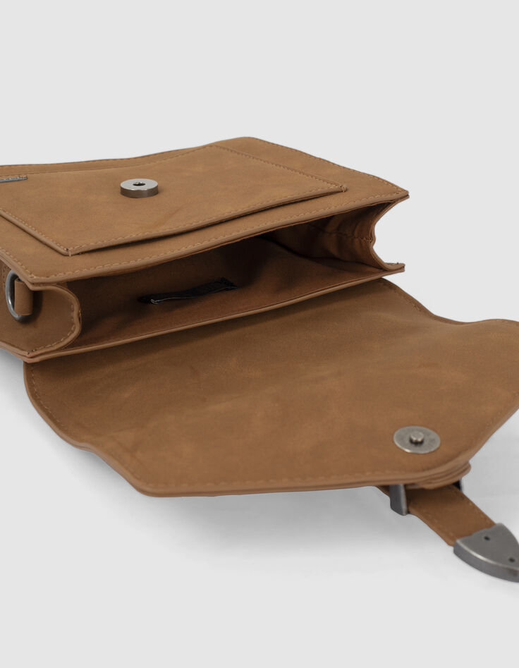 Girls’ caramel Western buckle bag-5
