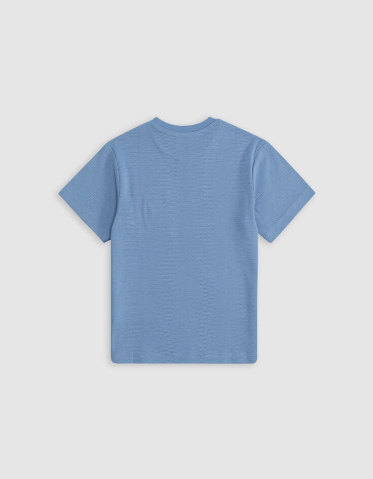 Blue jacquard boy's embroidered pocket T-shirt-5