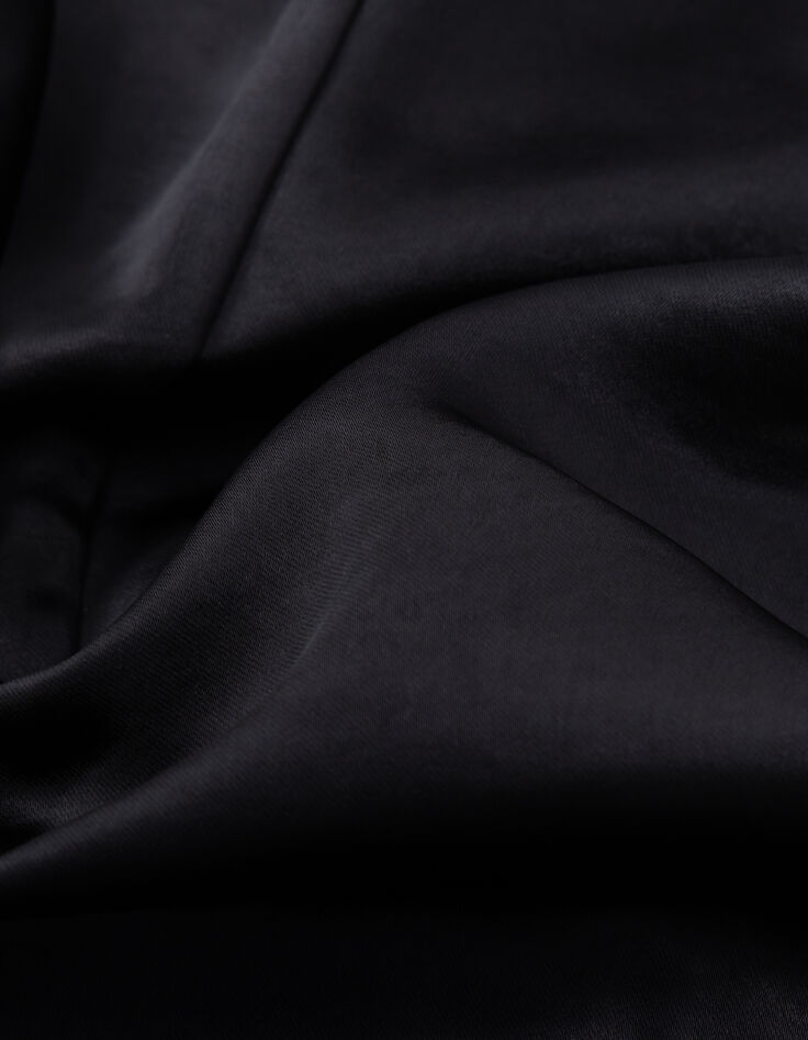 Pantalon large noir polyester recycl&eacute; taille &eacute;lastiqu&eacute;e Femme-6