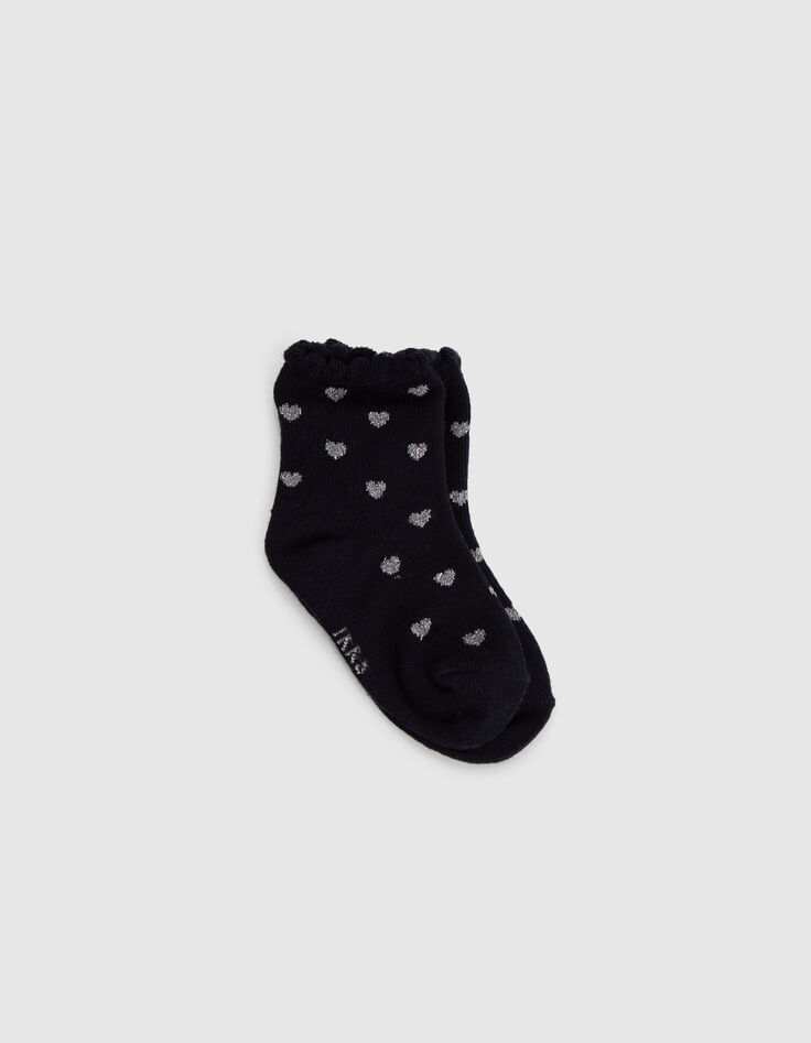 Socken in Marineblau, Silver und Cremeweiß für Babymädchen-4