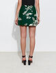 Pure Edition – Women’s green Jungle Vibe print short skirt-3