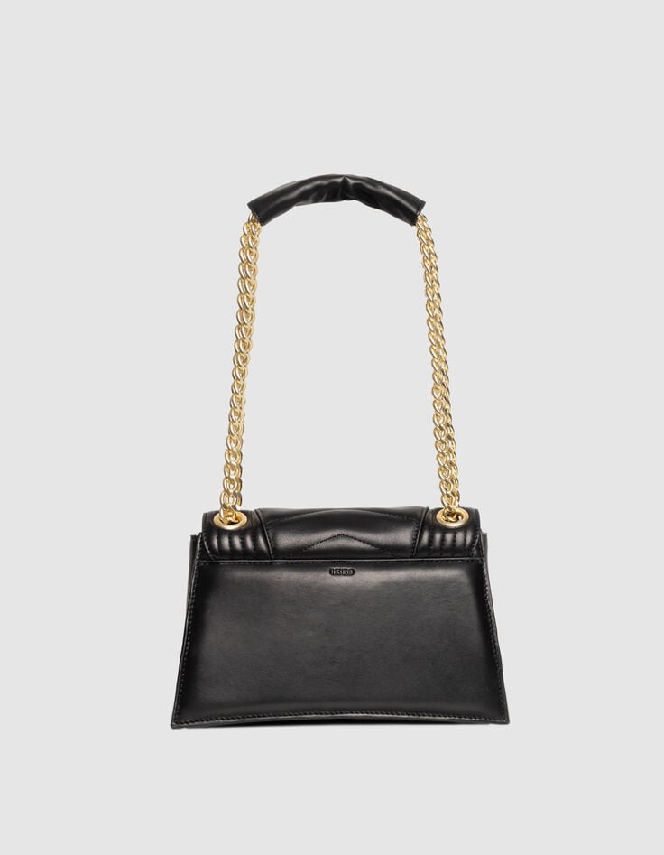 Bolso THE 1 negro cuero M detalles metal amarillo mujer-3