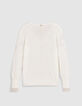 Pull encolure V blanc 100% laine Femme-6